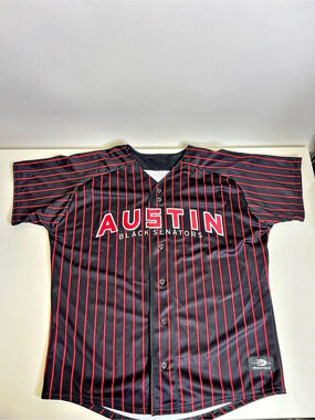 OT Sports Austin Black Senators Negro Leagues Baseball Jersey Black & Red Large